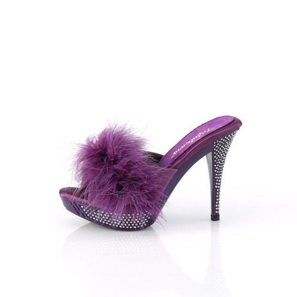 Fabulicious Elegant 401F Marabou Heels Purple - Picture 4 of 5